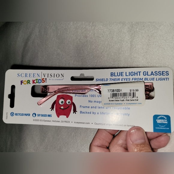 ICU Eyewear Kids Youth Screen Vision Blue Light Filtering Pink Oval Glasses New - Picture 4 of 7